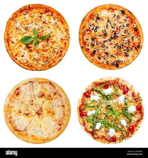 Several kinds of pizza 